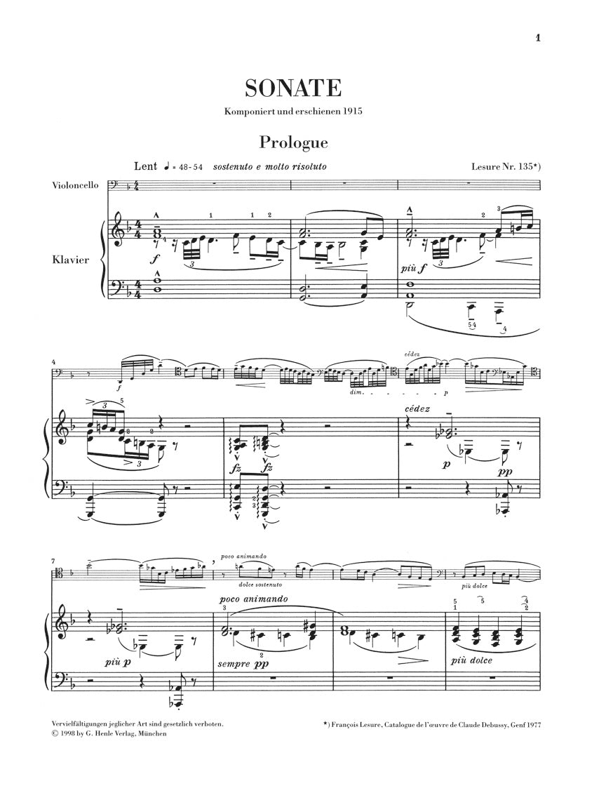 Debussy Sonata for Violoncello and Piano