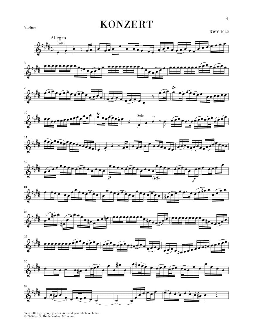 Bach Concerto for Violin and Orchestra in E major BWV 1042