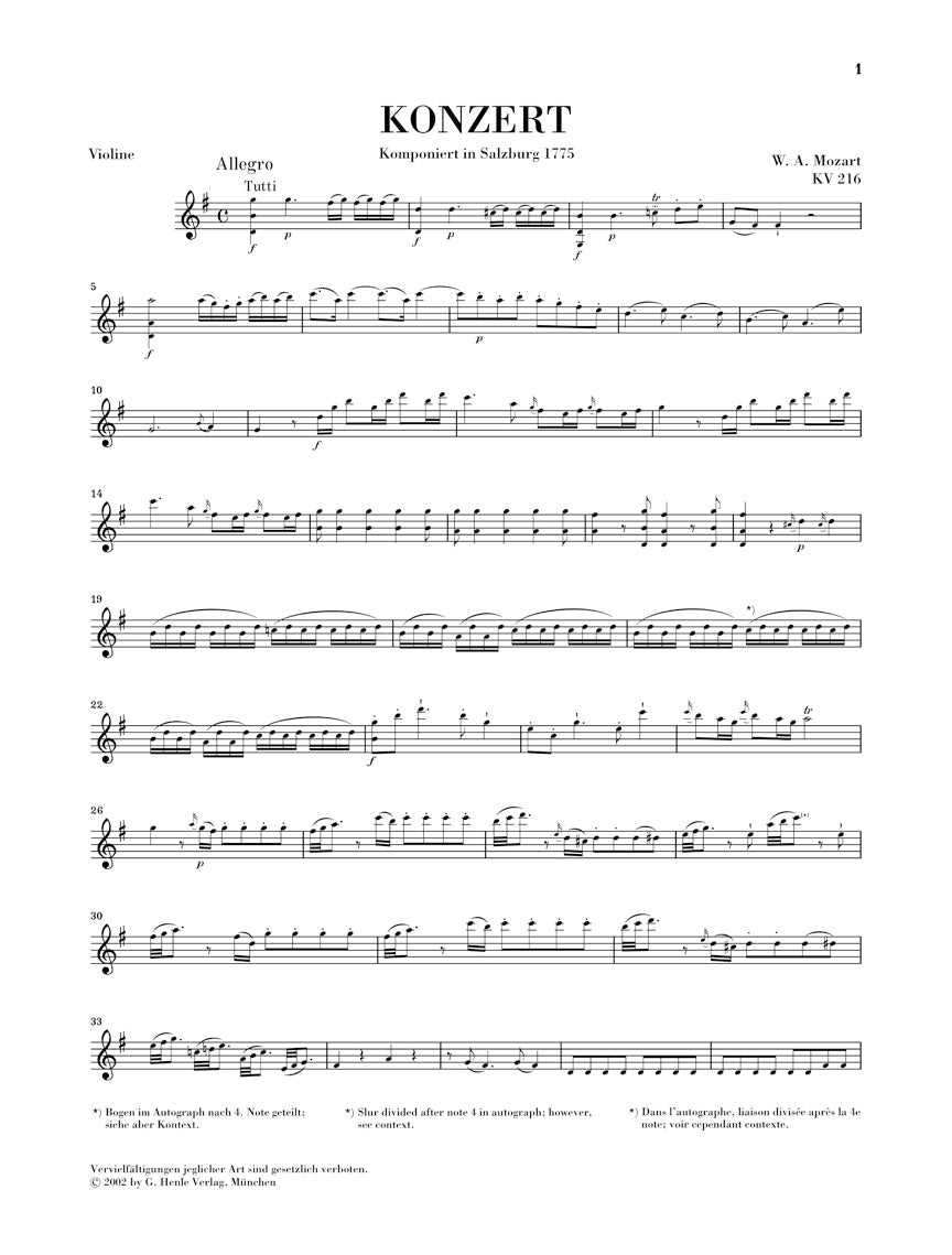 Mozart Violin Concerto No 3 in G major K216