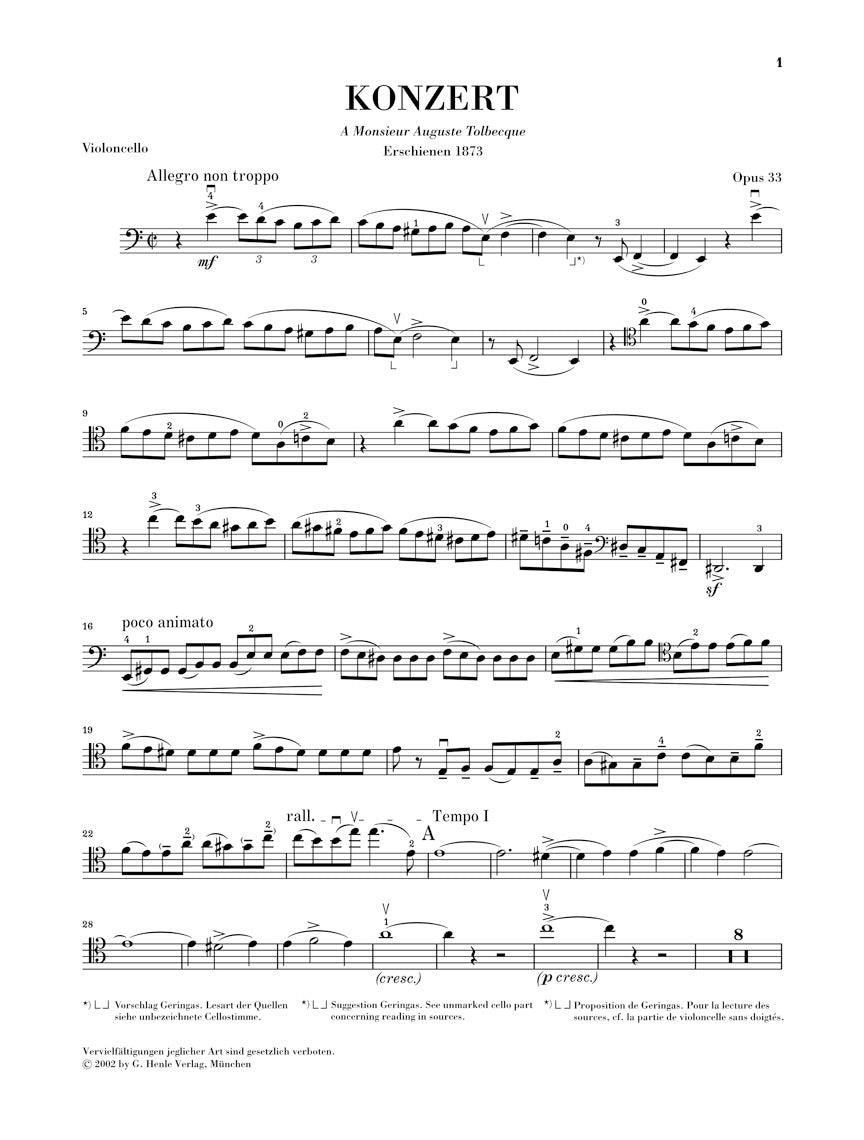 Saint-Saens Concerto for Violoncello and Orchestra No 1 in A minor Opus 33