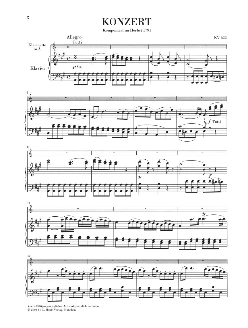 Mozart Clarinet Concerto in A major K622