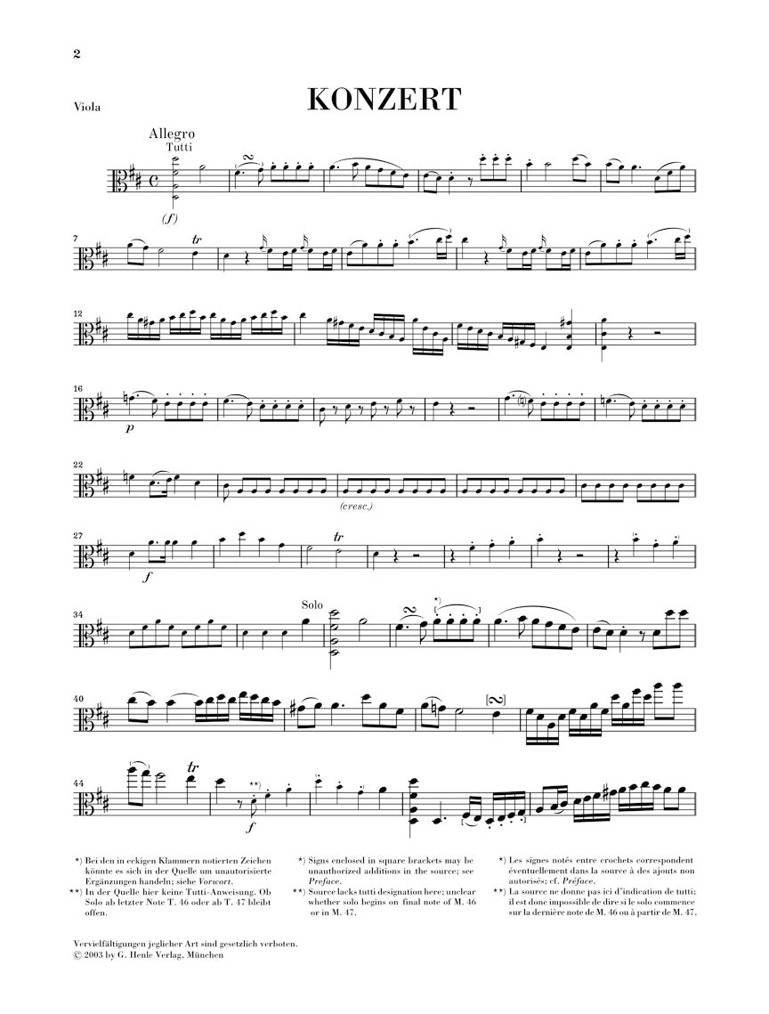 Hoffmeister Viola Concerto in D major