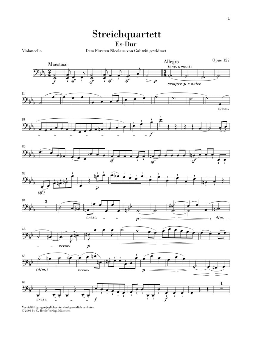 Beethoven String Quartet in E flat major Opus 127