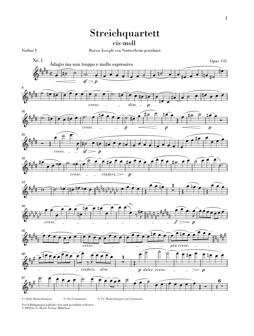 Beethoven String Quartet in C sharp minor Opus 131