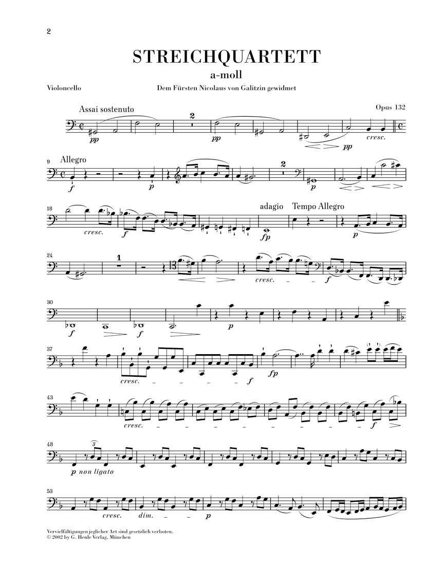 Beethoven String Quartet in A Minor Opus 132