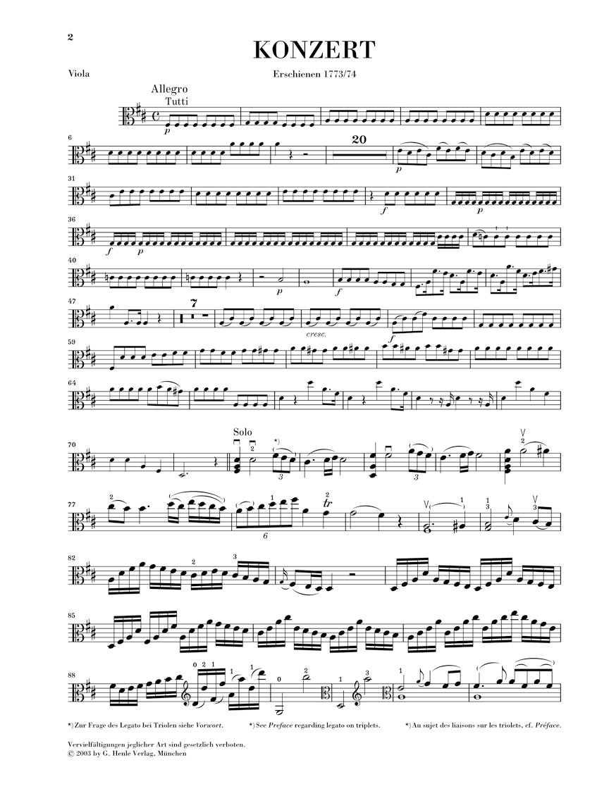 Stamitz Viola Concerto No 1 in D Major