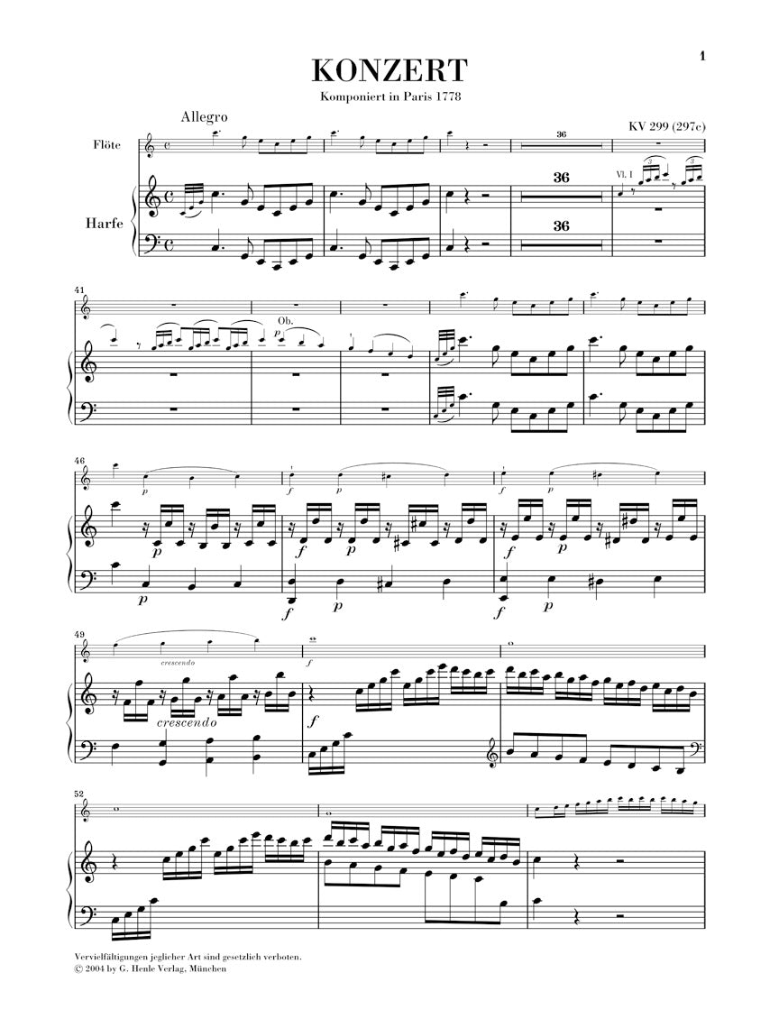 Mozart Concerto for Flute, Harp and Orchestra in C Major K 299
