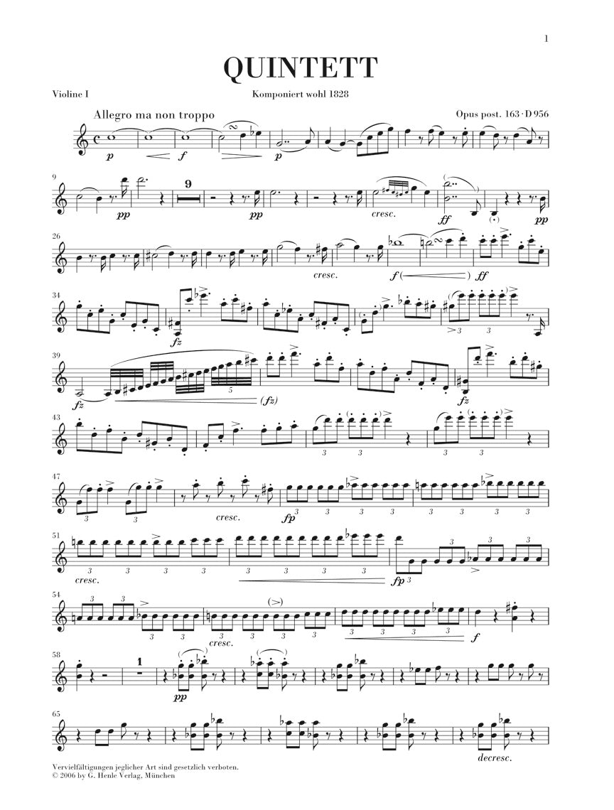 Schubert String Quintet in C Major Opus Posthumous 163 D 956