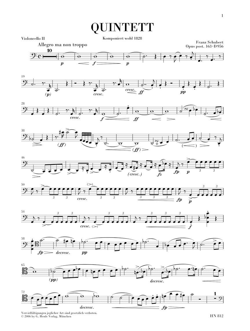 Schubert String Quintet in C Major Opus Posthumous 163 D 956