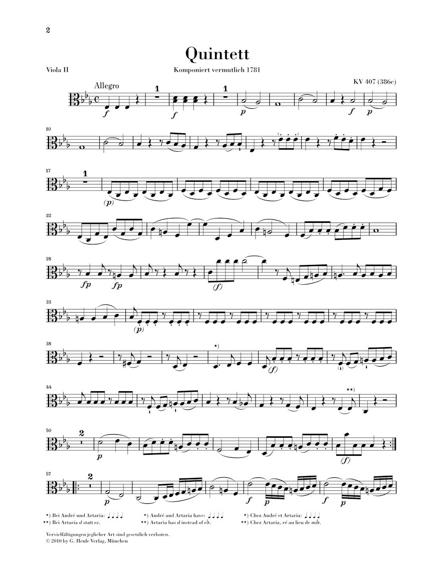 Mozart Horn Quintet in E flat major K407 (386c)