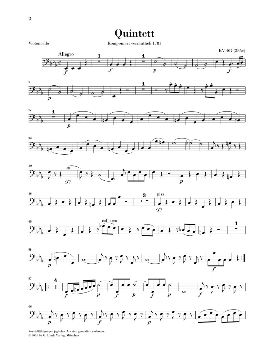 Mozart Horn Quintet in E flat major K407 (386c)