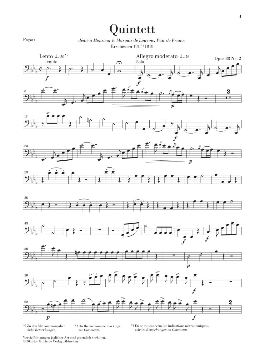 Reicha Quintet for Wind Instruments in E flat major Opus 88 No 2