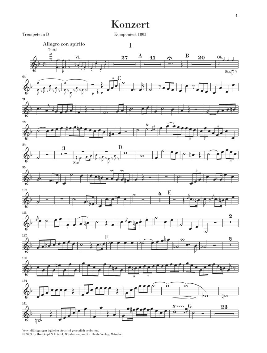 Hummel Concerto in E Major for Trumpet and Orchestra