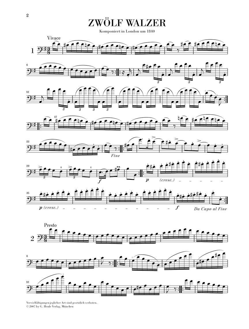 Dragonetti 12 Waltzes for Double Bass Solo