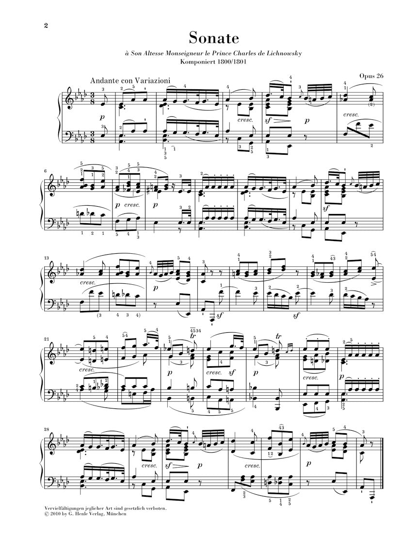 Beethoven Piano Sonata No 12 A flat major Opus 26