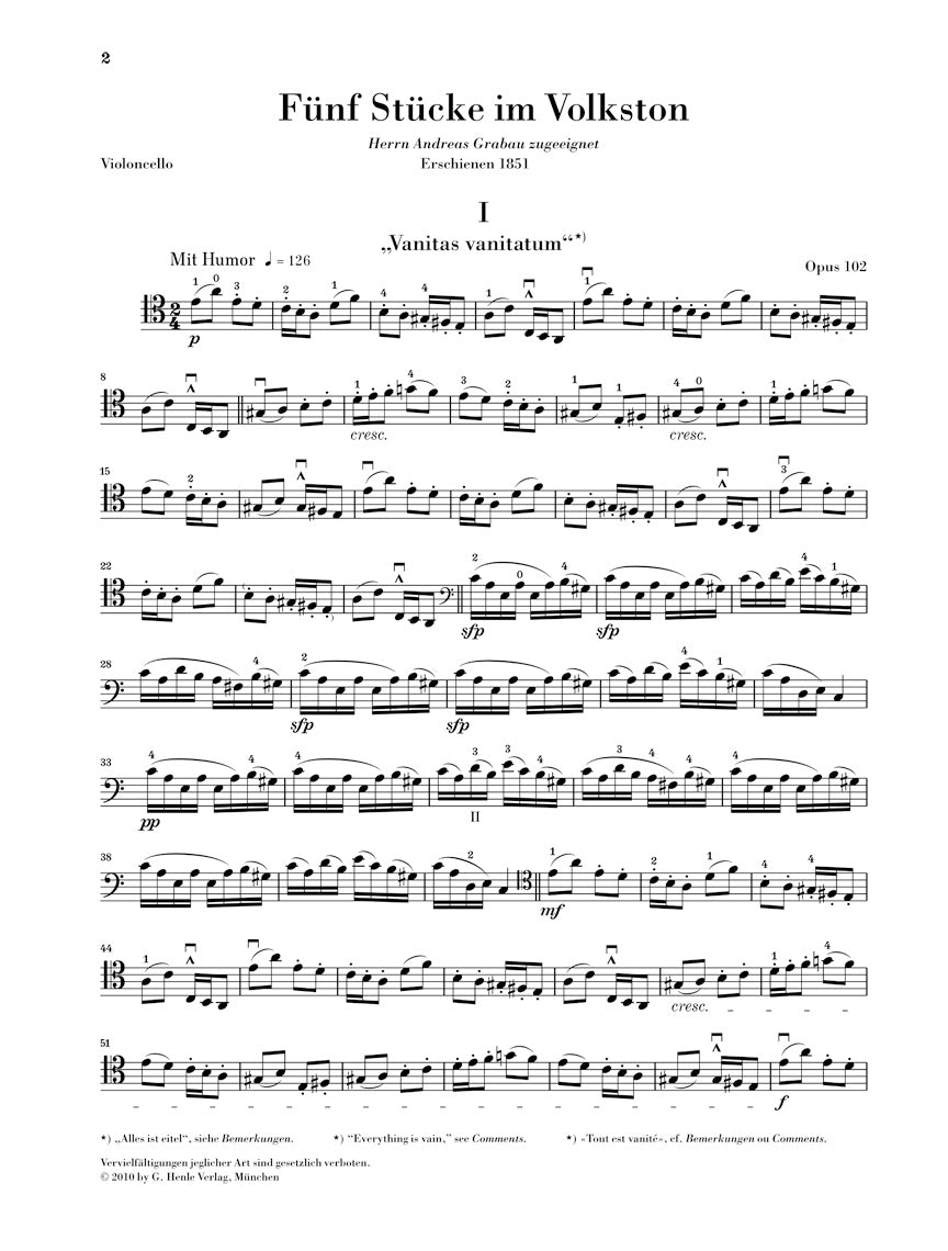 Schumann 5 Pieces in Folk Style Opus 102