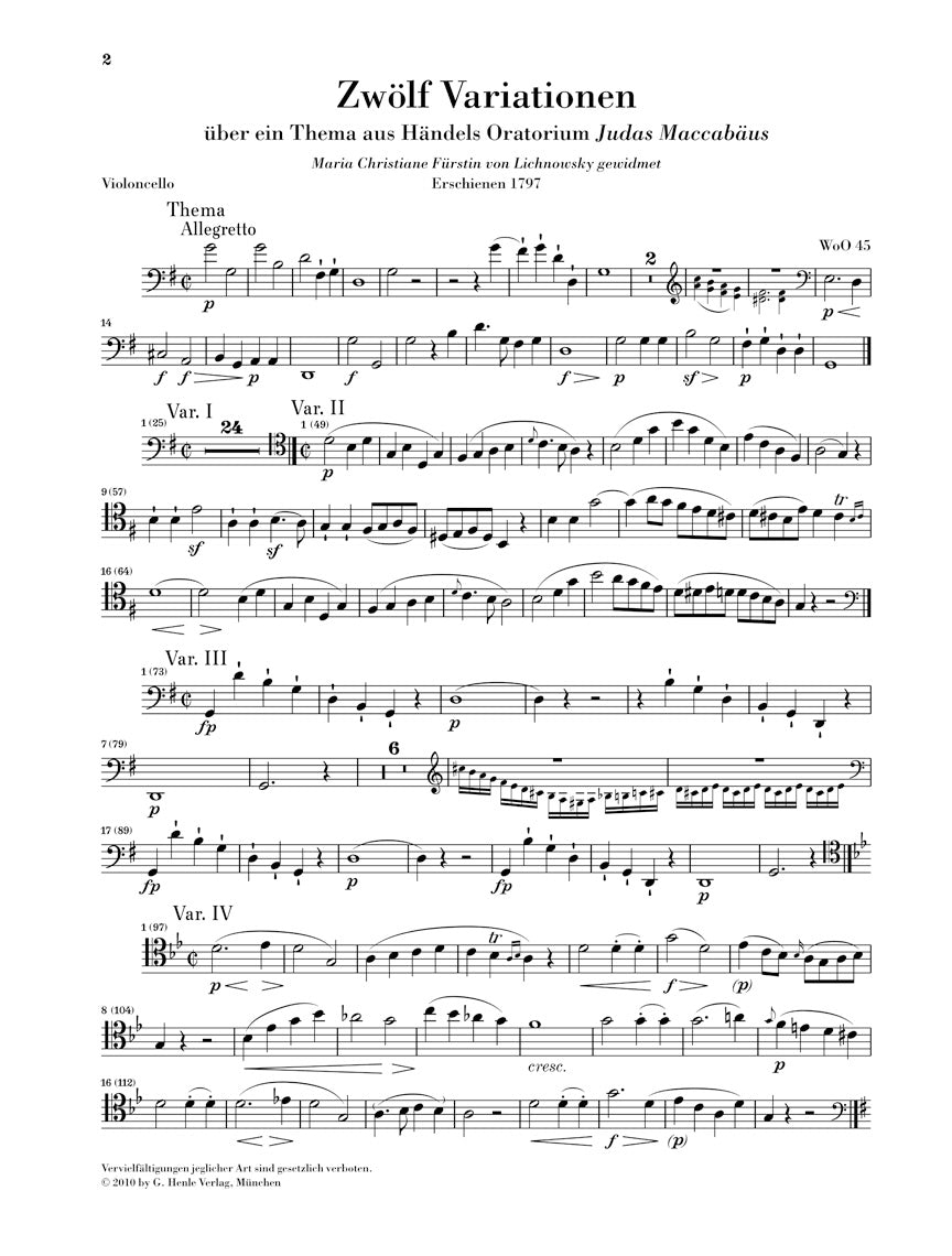 Beethoven Variations for Piano and Violoncello