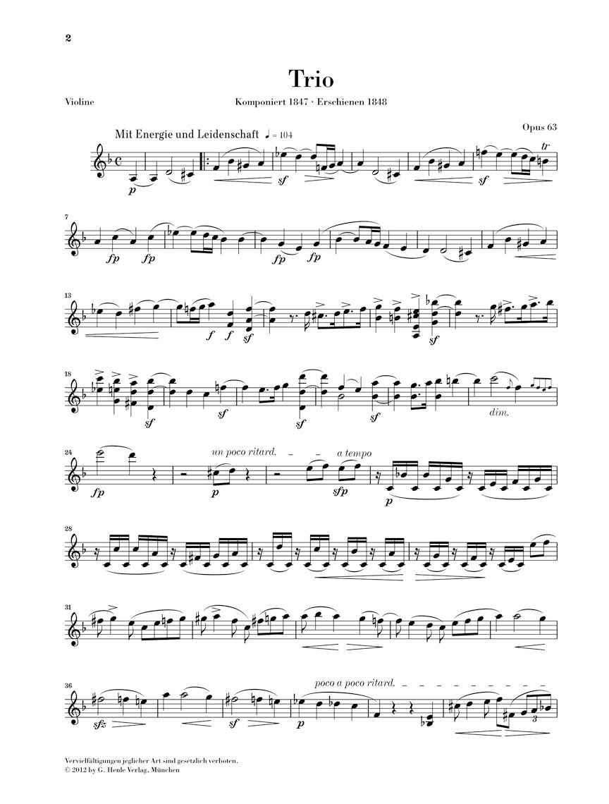 Schumann Works for Piano Trio