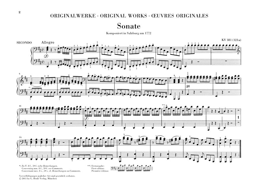 Mozart Works for Piano Four-Hands