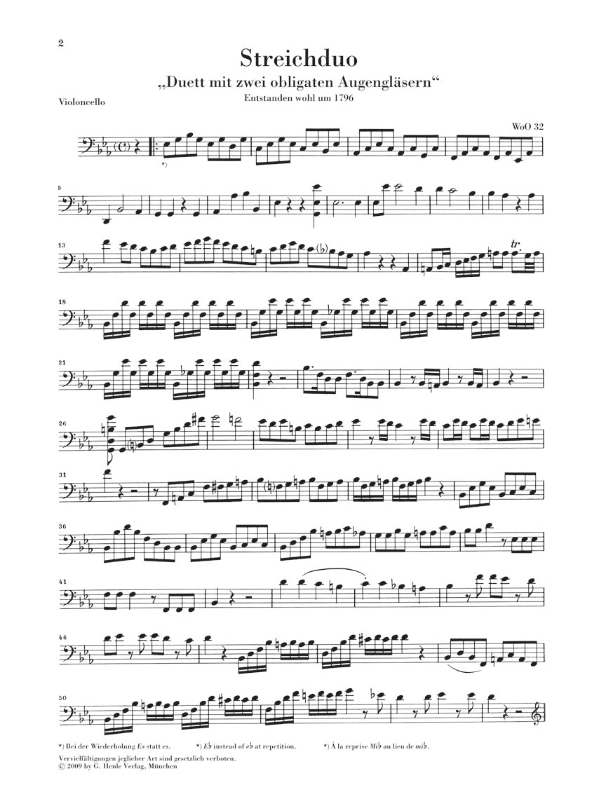 Beethoven Duet With Two Obligato Eyeglasses WoO 32