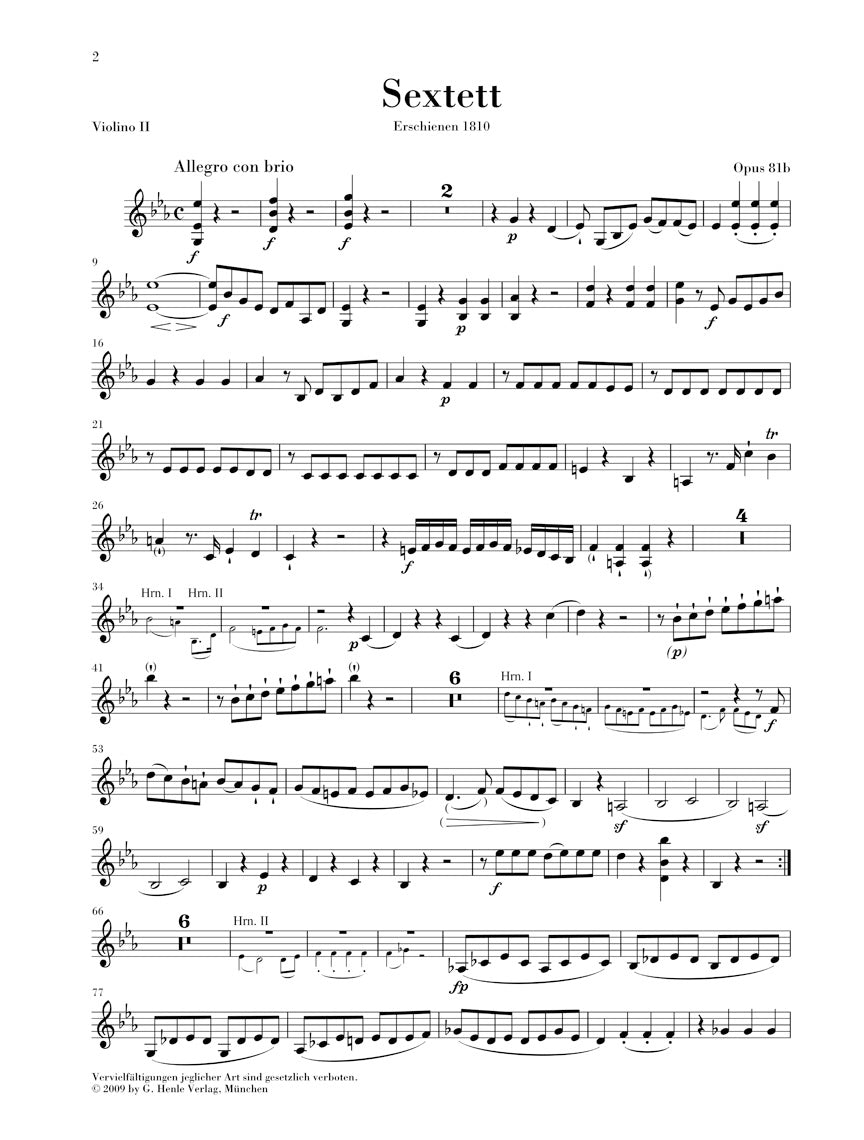 Beethoven Sextet in E flat major Opus 81b