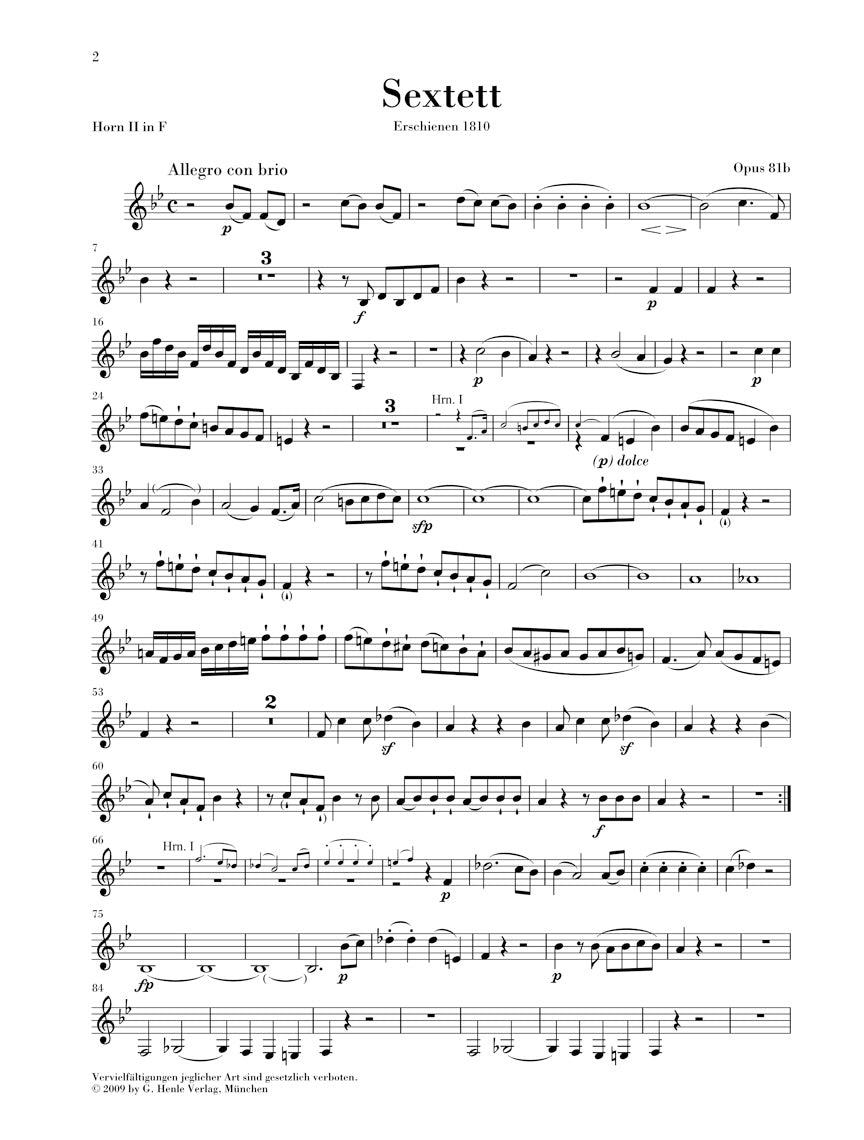 Beethoven Sextet in E flat major Opus 81b