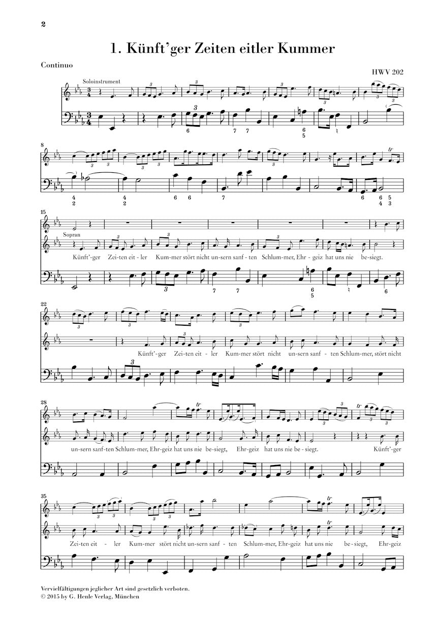 Handel 9 German Arias for Soprano, Solo Instrument and Basso Continuo