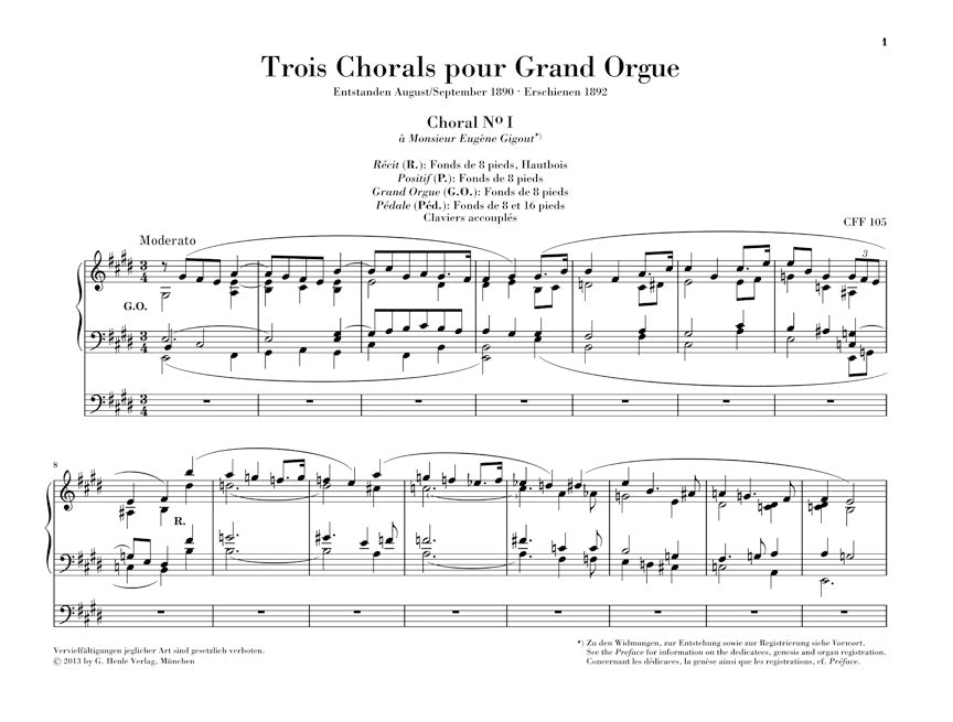 Franck 3 Chorals pour Grand Orgue