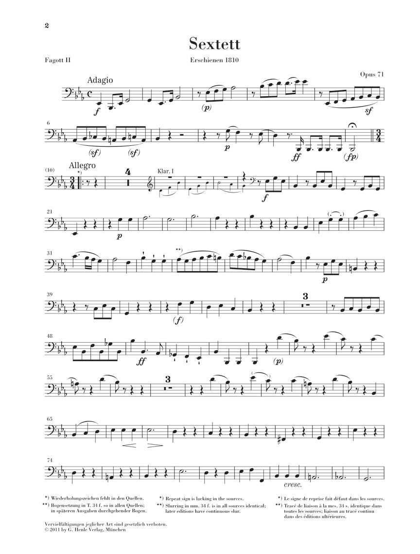 Beethoven Sextet In E flat major Opus 71