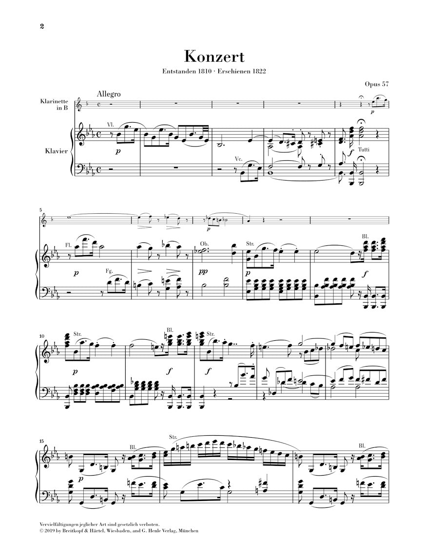 Spohr Clarinet Concerto No. 2 E-Flat Major Op. 57