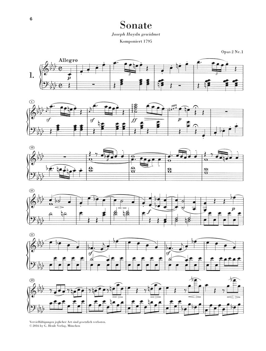 Beethoven Piano Sonatas Volume 1 Without Fingerings