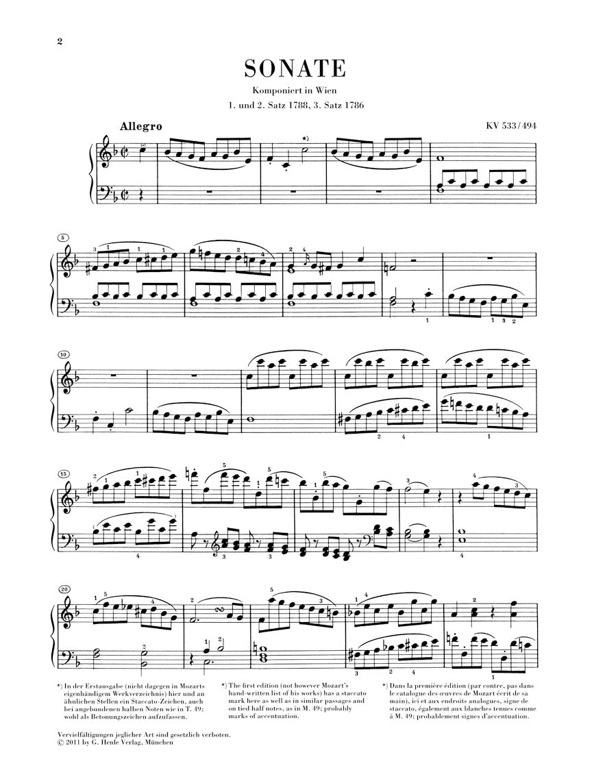 Mozart Piano Sonata in F Major K533/494