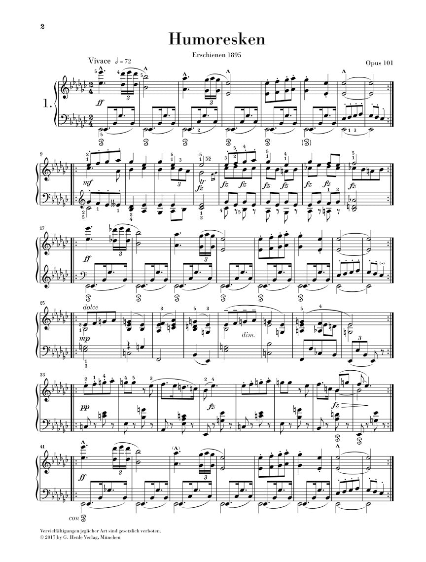 Dvořák: Humoresques, Op. 101 - Piano