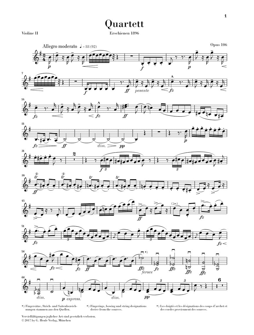 Dvořák: String Quartet in G Major, Op. 106