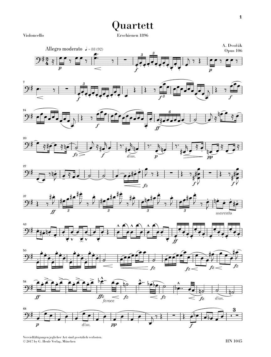 Dvořák: String Quartet in G Major, Op. 106