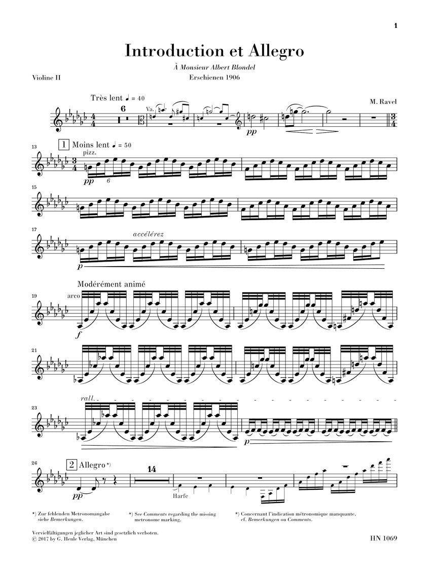 Ravel Introduction and Allegro for Harp, Flute, Clarinet and String Quartet