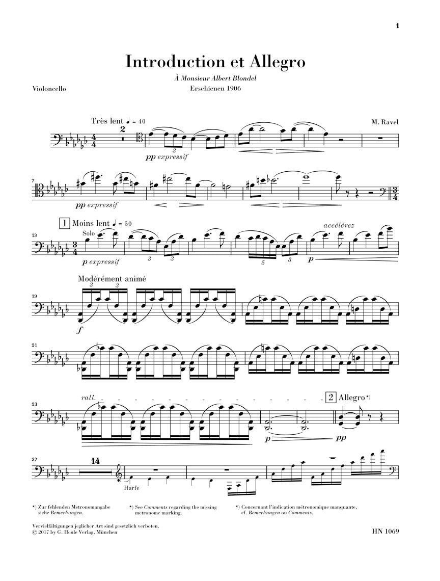 Ravel Introduction and Allegro for Harp, Flute, Clarinet and String Quartet