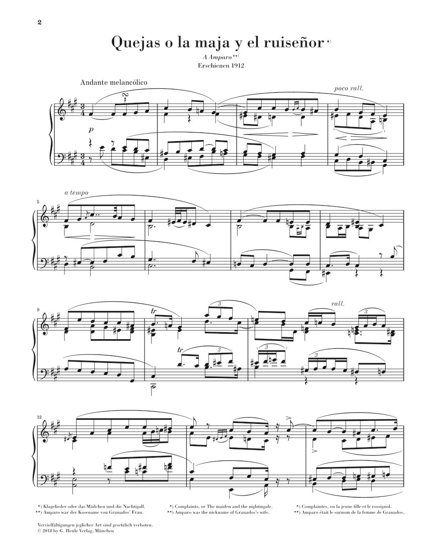 Granados Quejas O La Maja Y El Ruisenor (No 4 from Goyescas)