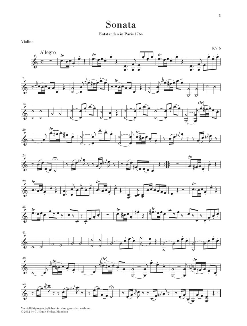 Mozart Wunderkind Sonatas - Volume 1, K6-9 Violin and Piano