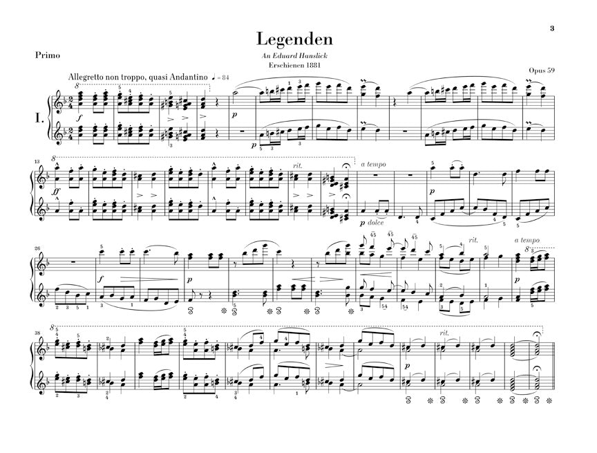Dvořák: Legends Op. 59 for Piano 4 Hands