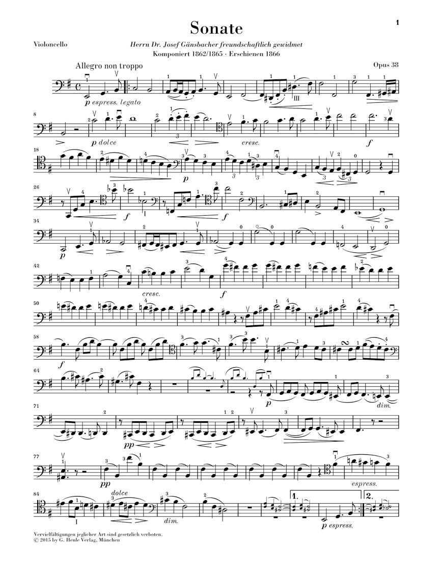 Brahms Violoncello Sonata in E minor Opus 38