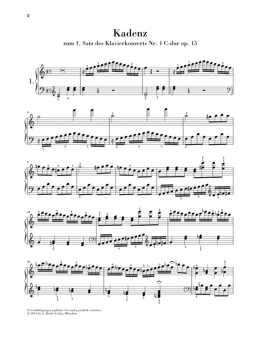 Beethoven Cadenzas and Lead-ins for Piano Concertos