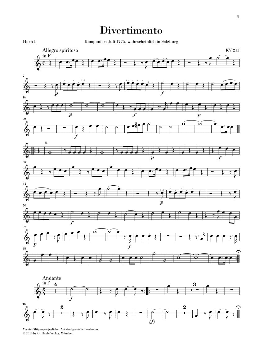 Mozart Divertimenti for 2 Oboes, 2 Horns and 2 Bassoons