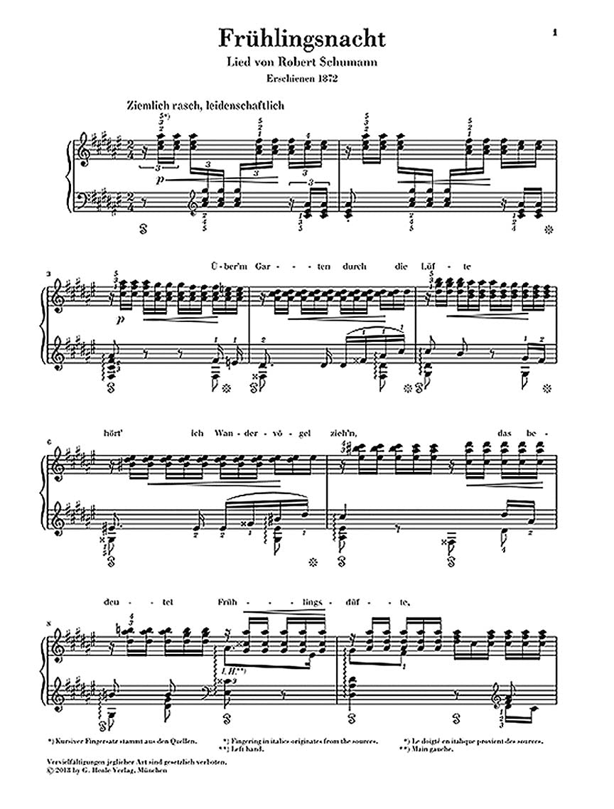 Schumann Spring Night from Song Cycle Op. 39 Arr. for Piano by Liszt