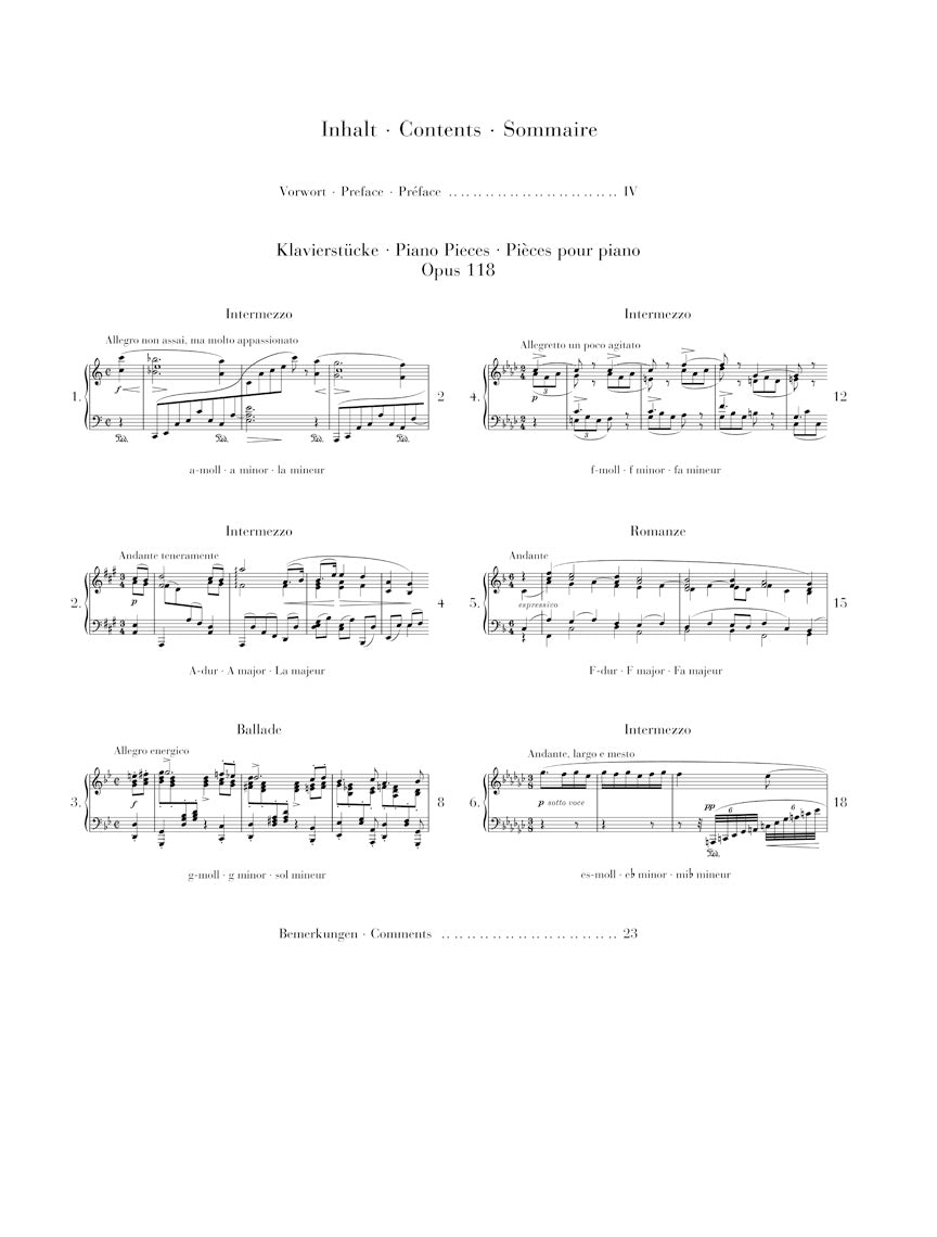 Brahms Klavierstücke (Piano Pieces) Opus 118