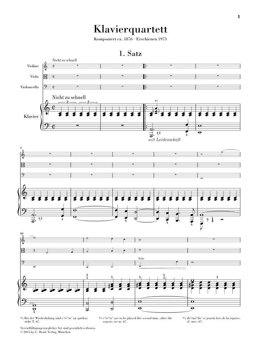 Mahler Piano Quartet in A minor