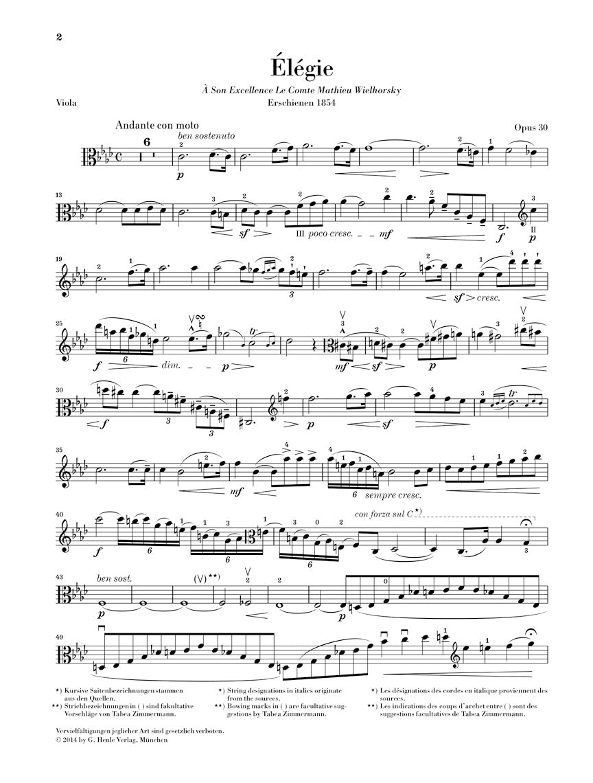 Vieuxtemps Élégie Opus 30 for Viola and Piano