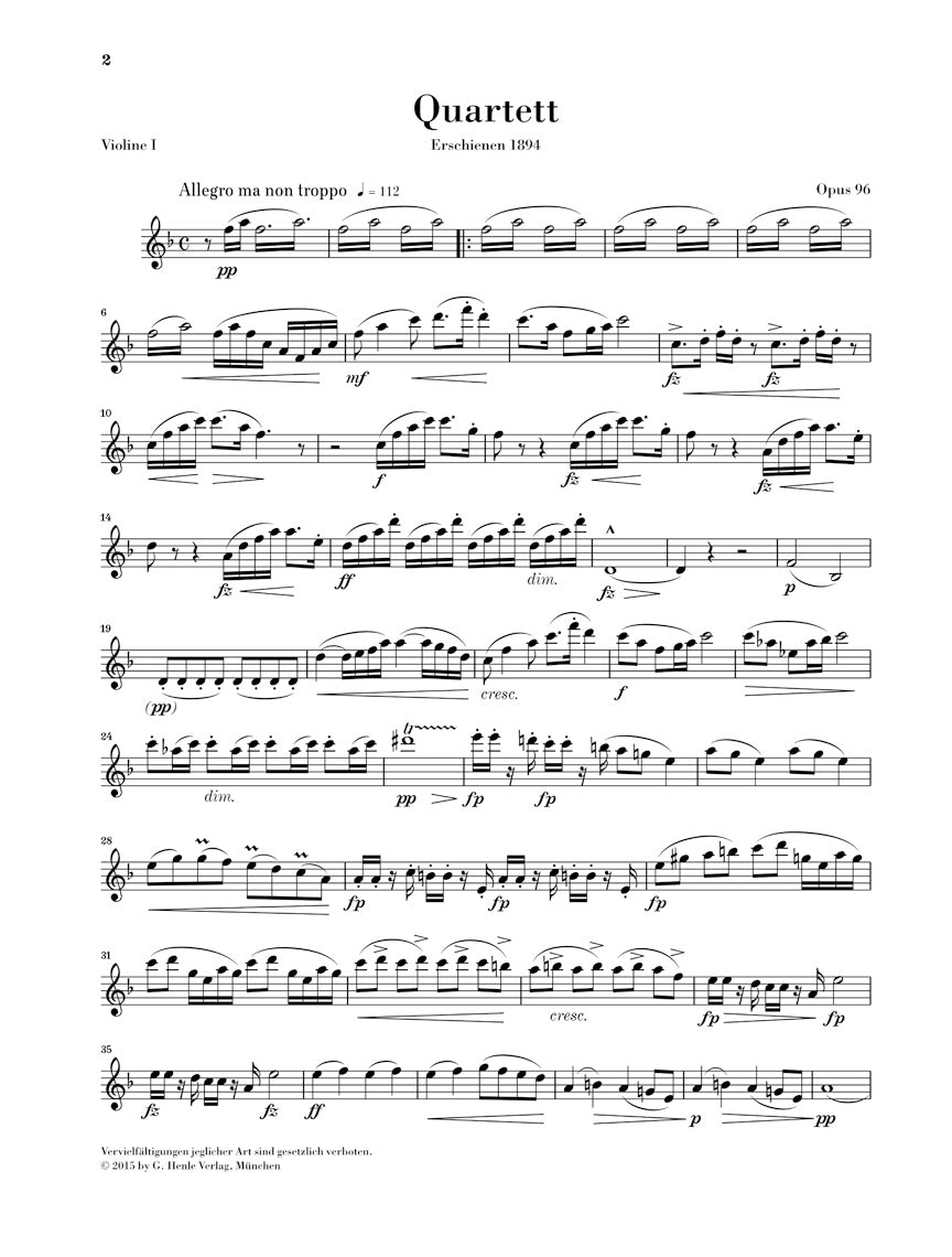 Dvořák: String Quartet in F major, Opus 96 (American)