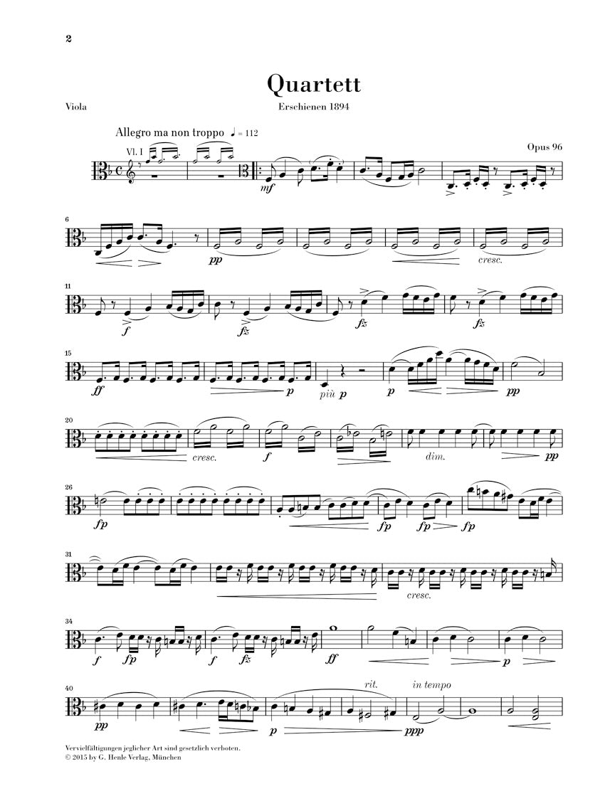 Dvořák: String Quartet in F major, Opus 96 (American)