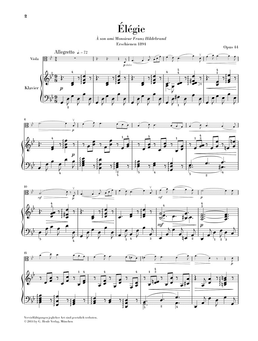 Glazunov: Elegie Op. 44 for Viola and Piano